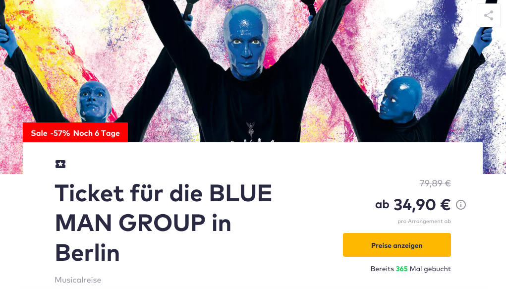 Blue Man Group Tickets - viele Termine in Berlin nur 34,90€