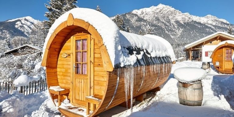 Glamping im Skiurlaub 3 Tage im Schlaffass an der Zugspitze mit Sauna und Skipass für 149€