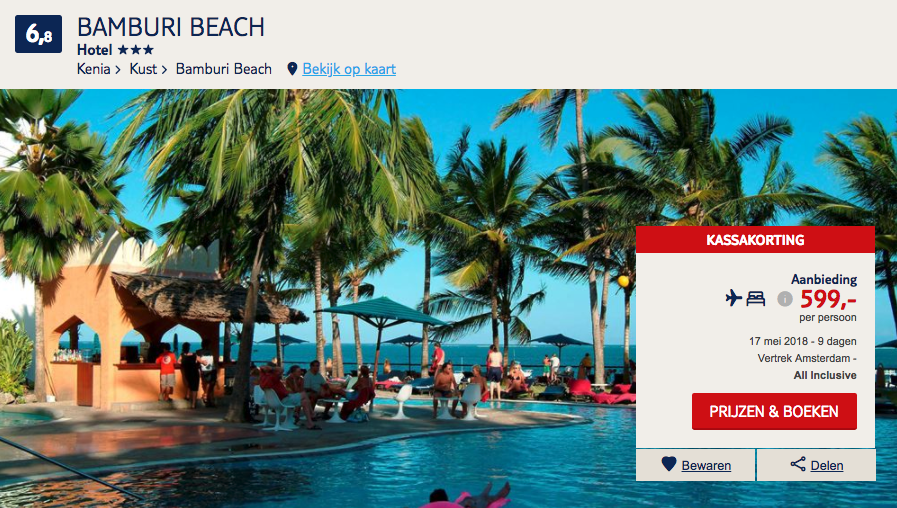  Kenia All Inclusive Urlaub - 9 Tage im Strandhotel für 599€ 