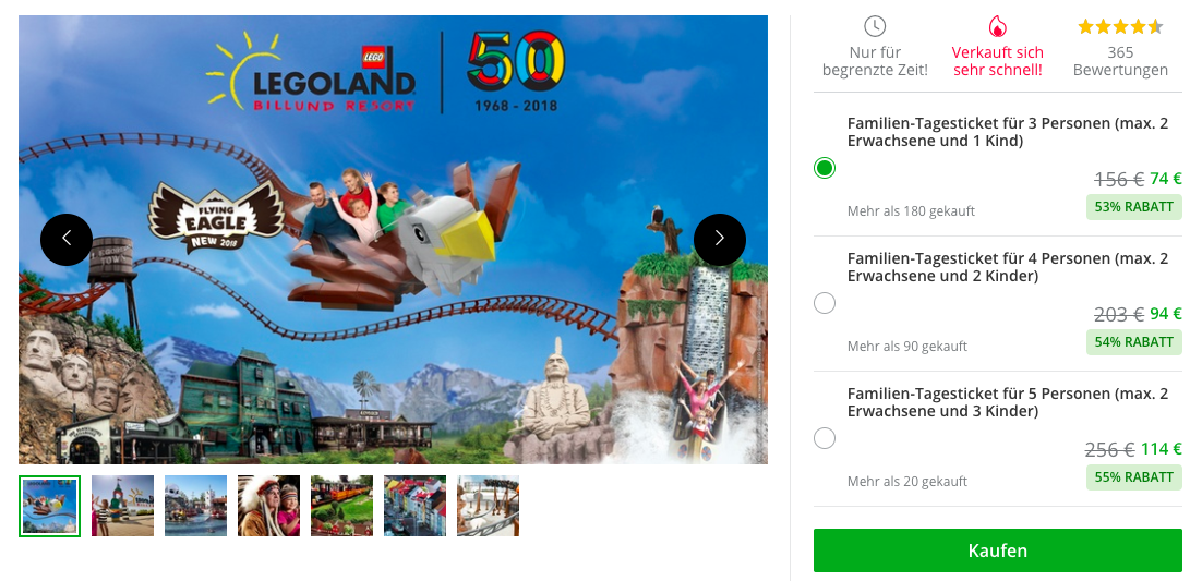 Familien Tagesticket für 3, 4 oder 5 Personen für die Saison 2018 im LEGOLAND® Billund ab 23€ pro Person