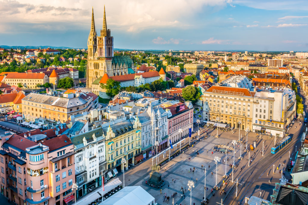 Kroatiens Hauptstadt Zagreb aus der Vogelperspektive