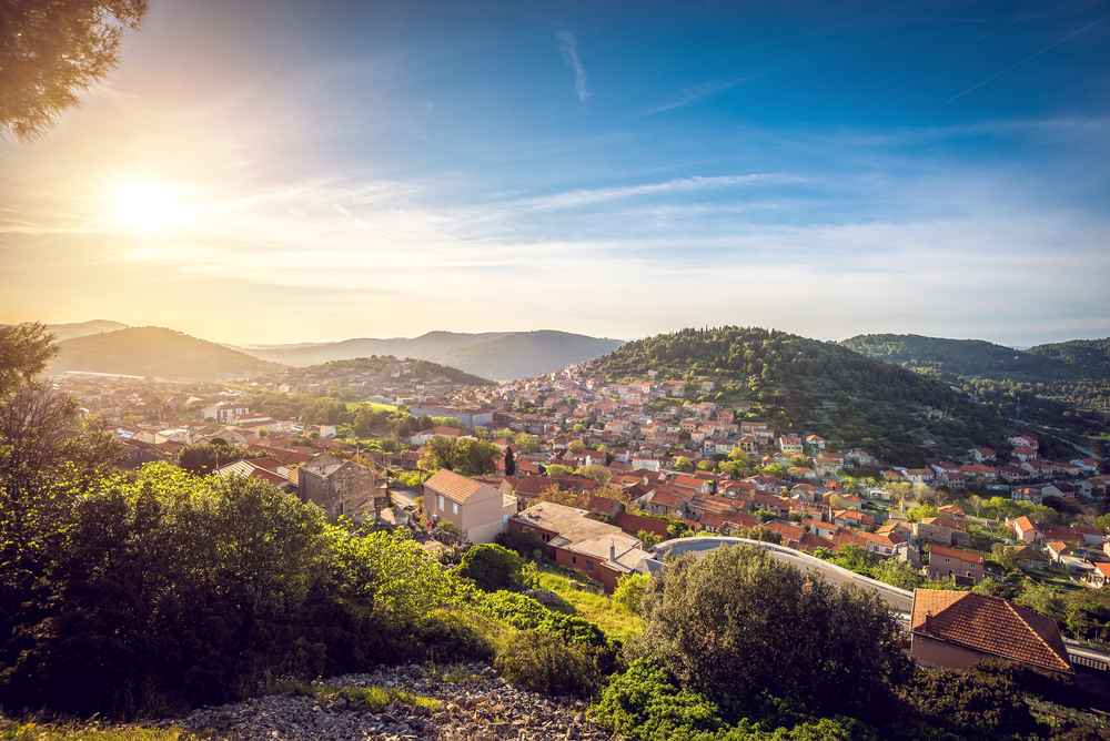 Aussicht auf die Kleinstadt Blato, auf Korcula, Kroatien