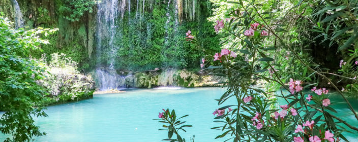 Turkey Antalya Kursunlu Waterfall view. Travel concept photo.