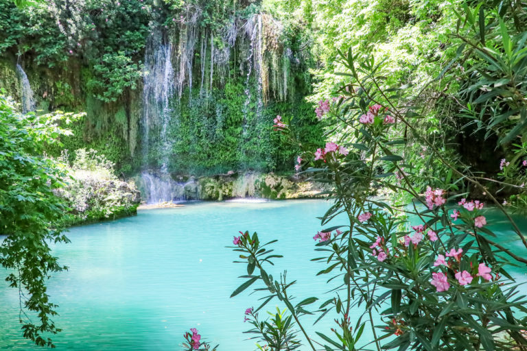 Turkey Antalya Kursunlu Waterfall view. Travel concept photo.